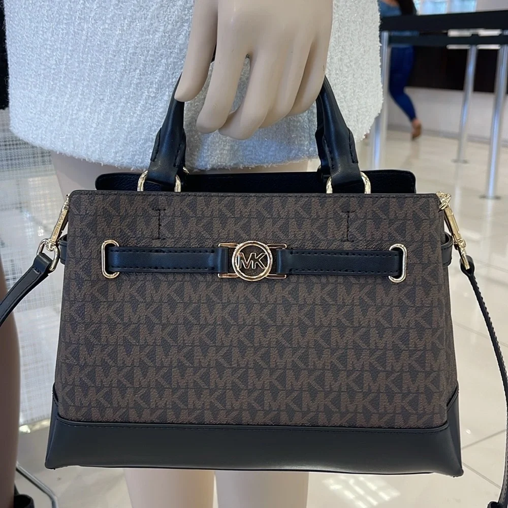 Michael Kors Reed Small Belted Logo Satchel Crossbody Center Zip Bag Purse  NWT